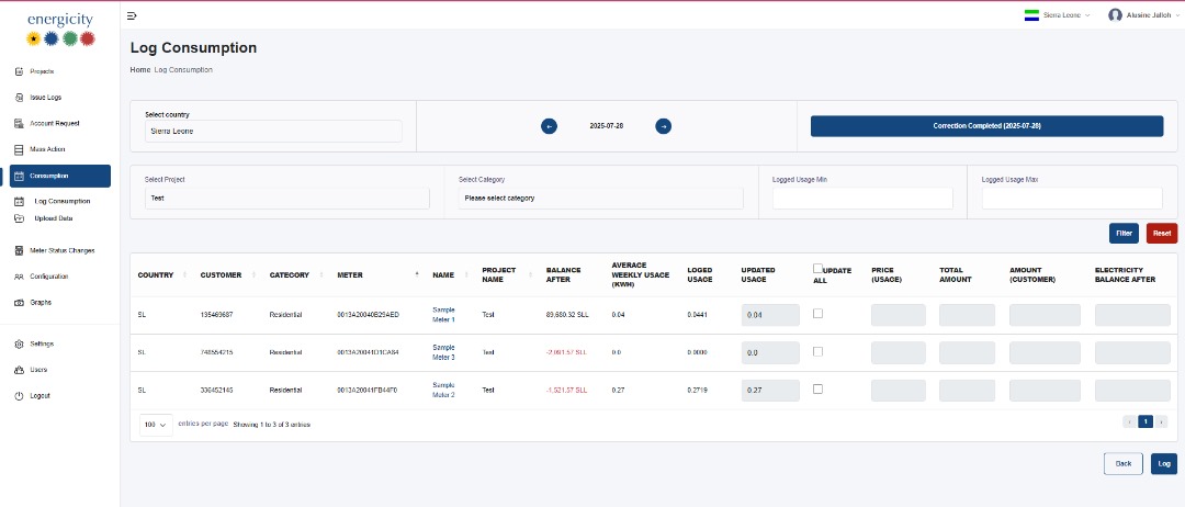 Log Consumption Interface