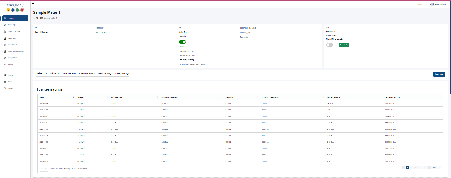 Status Screenshot